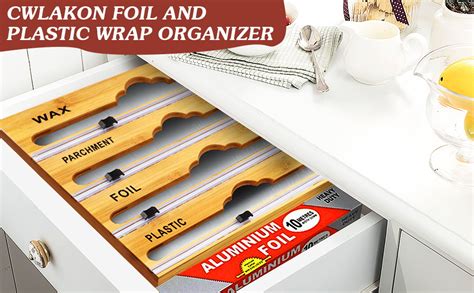 storage for foil and plastic wrap|tin foil plastic wrap organizer.